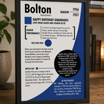 Personalised 70th Birthday Gift Birth Year Print For Football Fans, 2 of 11