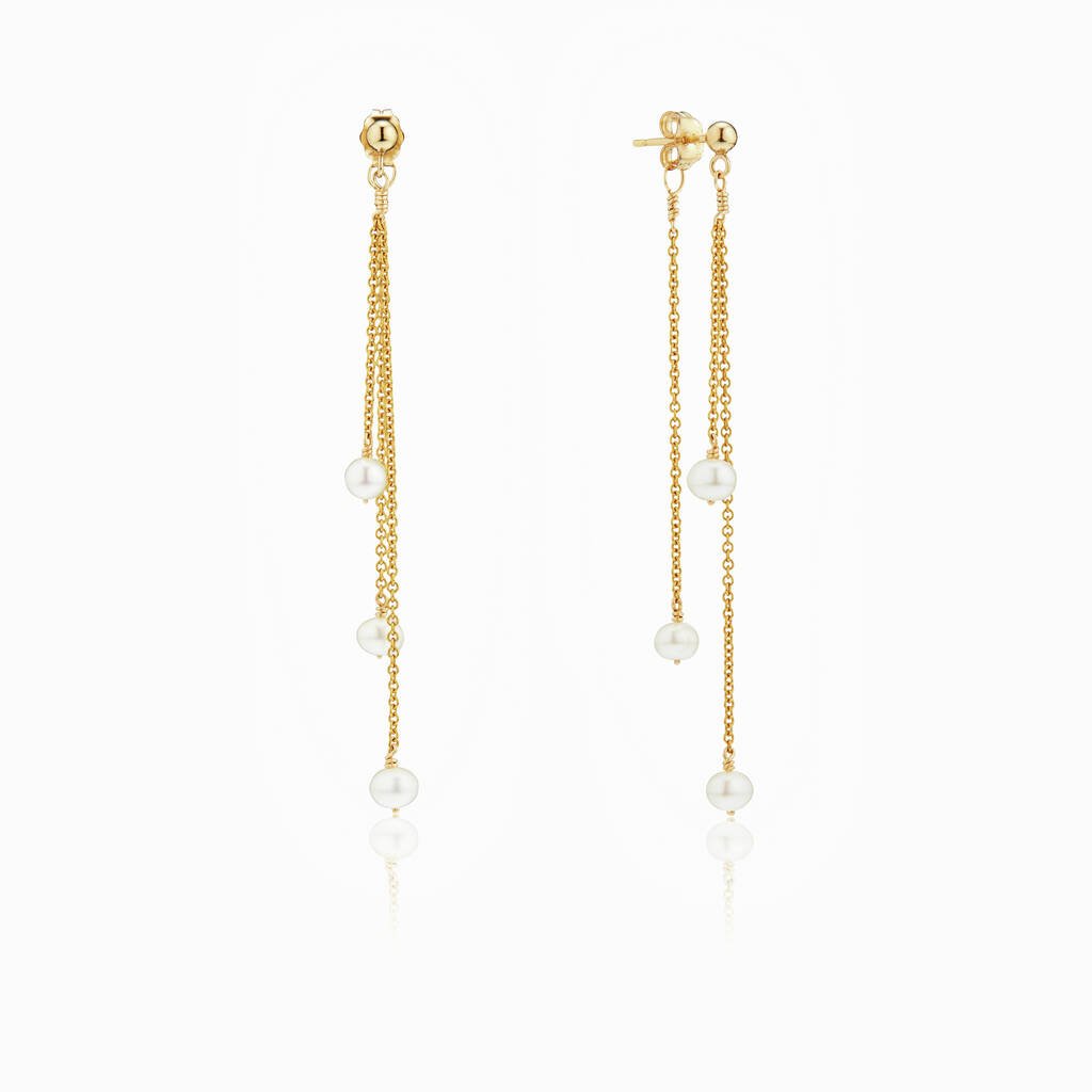 Silver Or Gold Filled Layered Pearl Drop Earrings By LILY & ROO