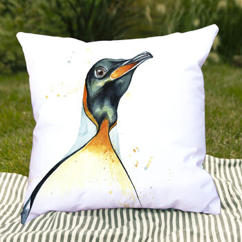 Inky Penguin Outdoor Cushion For Garden Furniture, 6 of 8