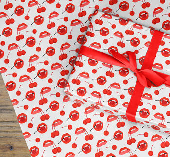 Pop Art Cherry Wrapping Paper Roll Or Folded, 2 of 3