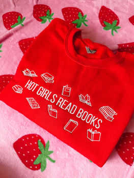 Hot Girls Read Books Embroidered Crewneck Sweatshirt, 2 of 4