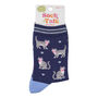 Grey Tabby Cats Women's Bamboo Socks Navy Blue, thumbnail 4 of 4