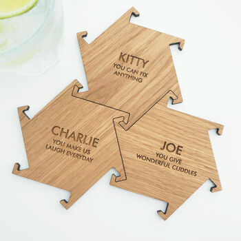 Personalised Wooden Oak Interlocking Jigsaw Coasters, 5 of 7
