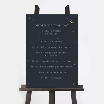 Celestial Night Sky Wedding Order Of The Day Sign, 2 of 3