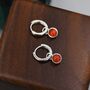 Sterling Silver Dangling Red Onyx Hoop Earrings, thumbnail 1 of 10