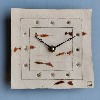 Handmade Ceramic Small Wall Clock Fish Shoal, 2 of 6