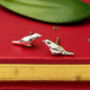 Mini Robin Sterling Silver Stud Earrings, thumbnail 11 of 12