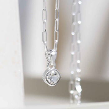 Sterling Silver Birthstone Fine Paperclip Necklace, 9 of 12