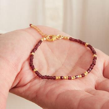 Red Garnet Gold And Silver Beaded Bracelet, 5 of 11