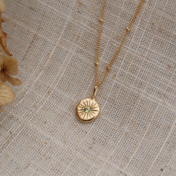 Gold Sunburst Birthstone Boho Necklace, 5 of 6