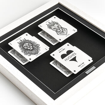 Personalised Mr And Mrs Wedding Gift Lion Playing Cards Frame, 5 of 9