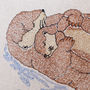 Sleeping Otter Mum And Pup Embroidered Cushion, thumbnail 5 of 6