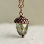 Small Speckled Oval Green Acorn Necklace, thumbnail 10 of 11