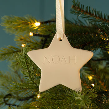 Personalised Engraved Ceramic Star Christmas Decoration, 3 of 3