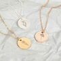 Etched Birth Flower Disc Personalised Necklace, thumbnail 2 of 7