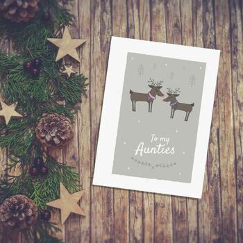 'To My Aunties' Christmas Greetings Card Reindeers, 8 of 10