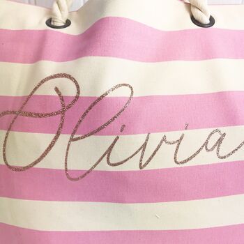 Personalised Rope Beach Bag And Accessories Bag, 3 of 12
