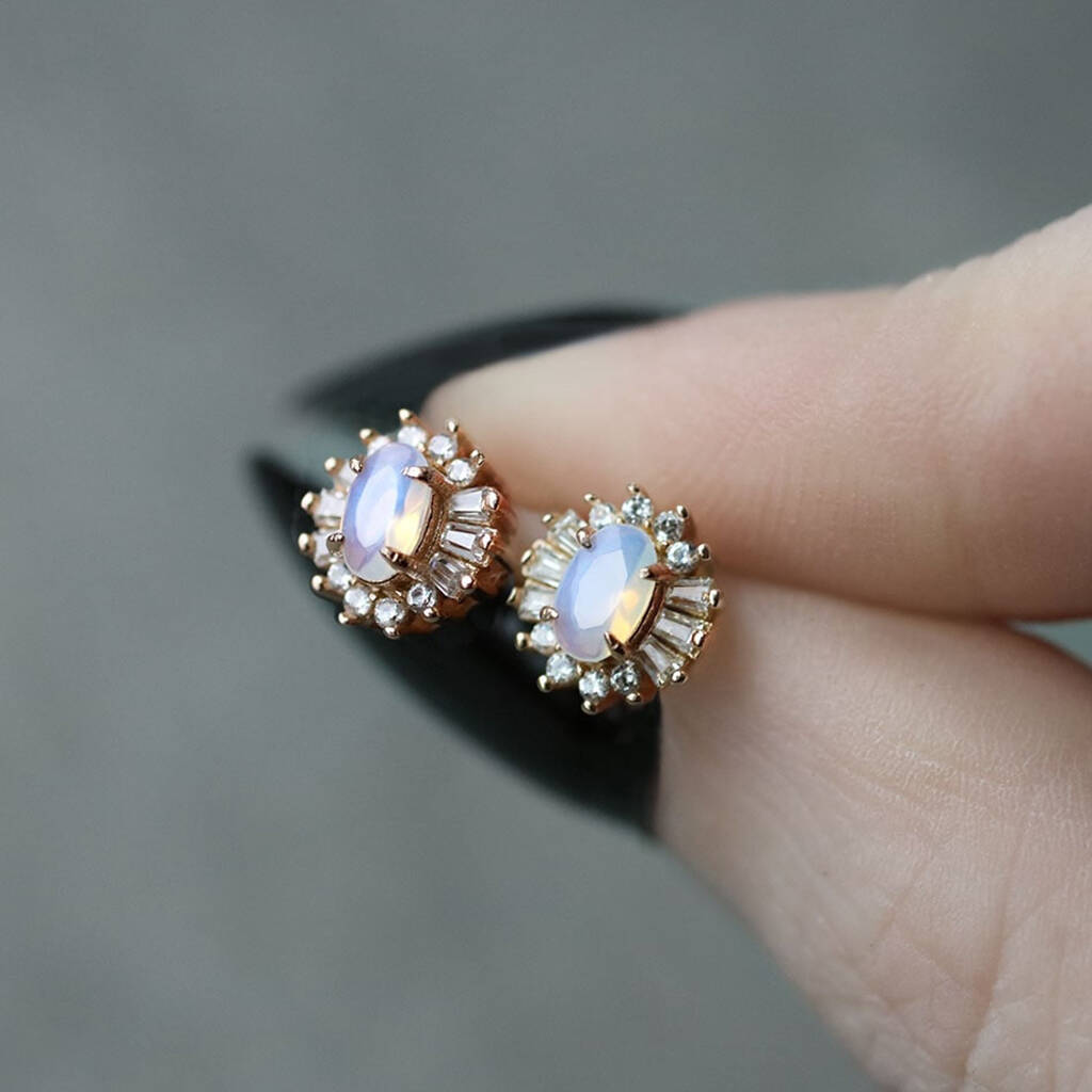 Opal Cluster Stud Earrings, 1 of 4