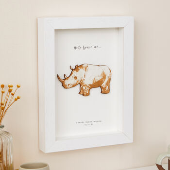 Personalised Rhino Wall Art New Baby Gift, 4 of 5