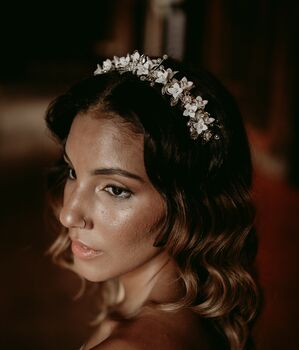 White And Silver Floral Bridal Crown, 2 of 8