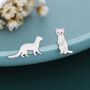 Mismatched Sterling Silver Cute Weasel Stud Earrings, Asymmetric Ferret Earrings, thumbnail 2 of 11