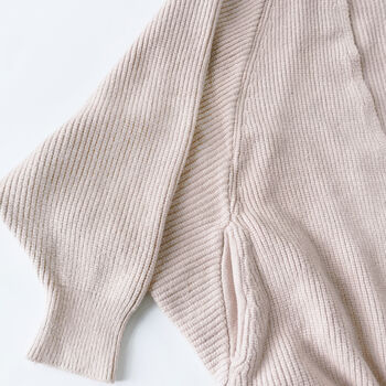 Brixton Ribbed Knit Batwing Cardigan Beige, 4 of 5