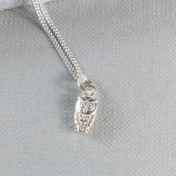 Tiny Owl Sterling Silver Necklace, 3 of 3