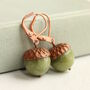 Olive Green Gemstone Acorn Earrings, thumbnail 1 of 5