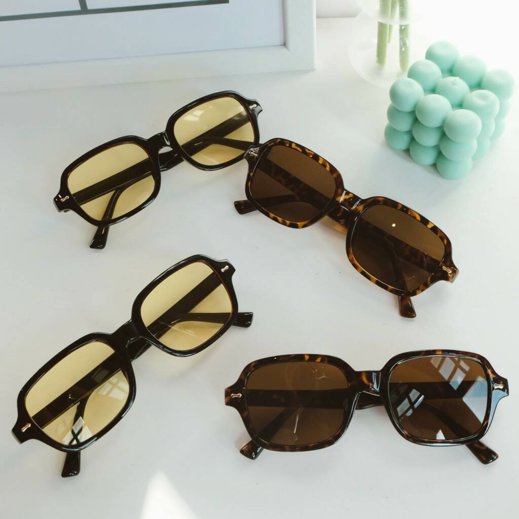 Haye Retro Square 70s Style Tinted Lens Sunglasses, 1 of 4