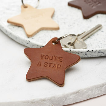 Personalised Leather Star Keyring, 3 of 4