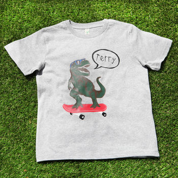 Childs Personalised Skateboard Dinosaur T Shirt, 3 of 4