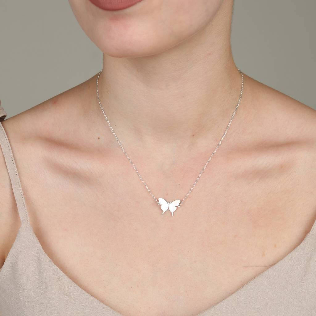 Sterling Silver Butterfly Necklace By Attic