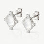 Sterling Silver Pearl Oval Stud Earrings, Women's Jewellery, thumbnail 1 of 4