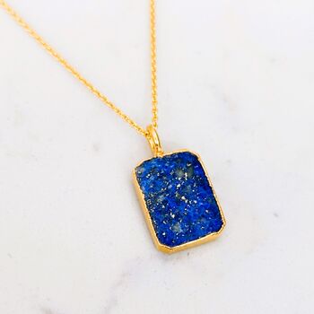 'The Rectangle' Lapis Lazuli Gold Plated Necklace, 4 of 9