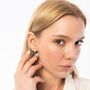 Full Pave Cross Sterling Silver Drop Hoop Earring, thumbnail 5 of 10