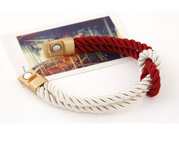 Unisex Red And White Silk Rope Love Knot Bracelet, 3 of 5