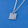 Silver Square Necklace Pendant Engravable, thumbnail 1 of 12