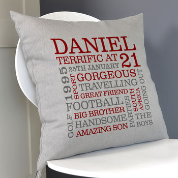 Personalised 21st Birthday Word Art Cushion, 9 of 9