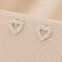 Sterling Silver Open Heart Cubic Zirconia Stud Earrings, thumbnail 1 of 7