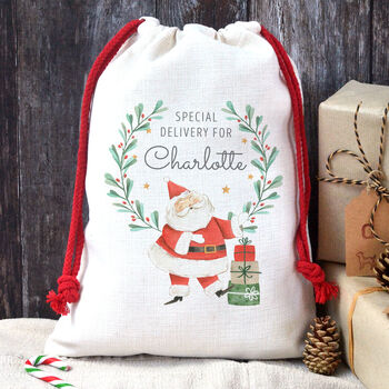 Personalised Father Christmas Santa Sack Christmas Present Bag For Children, 2 of 2