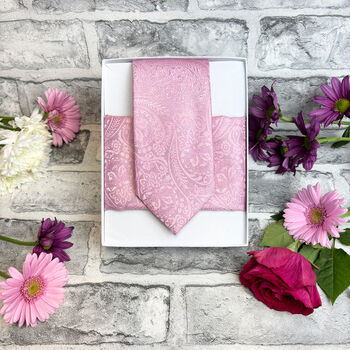 Dark Pink Lace Paisley Wedding Tie Set, 6 of 6