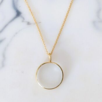 'The Circle' Clear Quartz April Birthstone Necklace, Gold Plated, 2 of 7