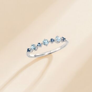Blue Sapphire And Blue Topaz Stackable Half Eternity Band In Sterling Silver And Gold, 2 of 12