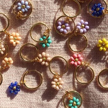 Daisy Beaded Earrings On Gold Plated Hoops, 11 of 12