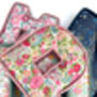 Personalised Liberty Fabric Letters With Velvet Trim Nursery Decor Gift, thumbnail 3 of 6