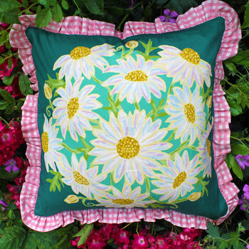 Green Daisy Bouquet Cushion, 3 of 3