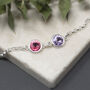Double Birthstone Bracelet Sterling Silver, thumbnail 3 of 5