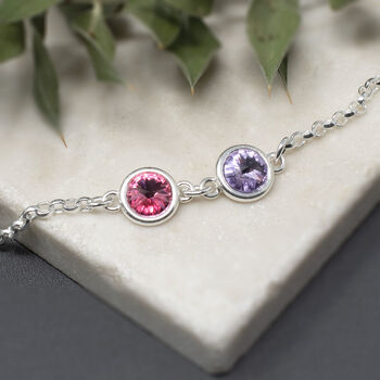Double Birthstone Bracelet Sterling Silver, 3 of 5