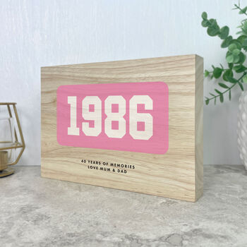 Personalised Year Milestone Giant Wooden Block For Birthday Or Anniversary Gift, 6 of 9