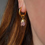 Raw Rose Quartz Hoop Earrings, thumbnail 3 of 9